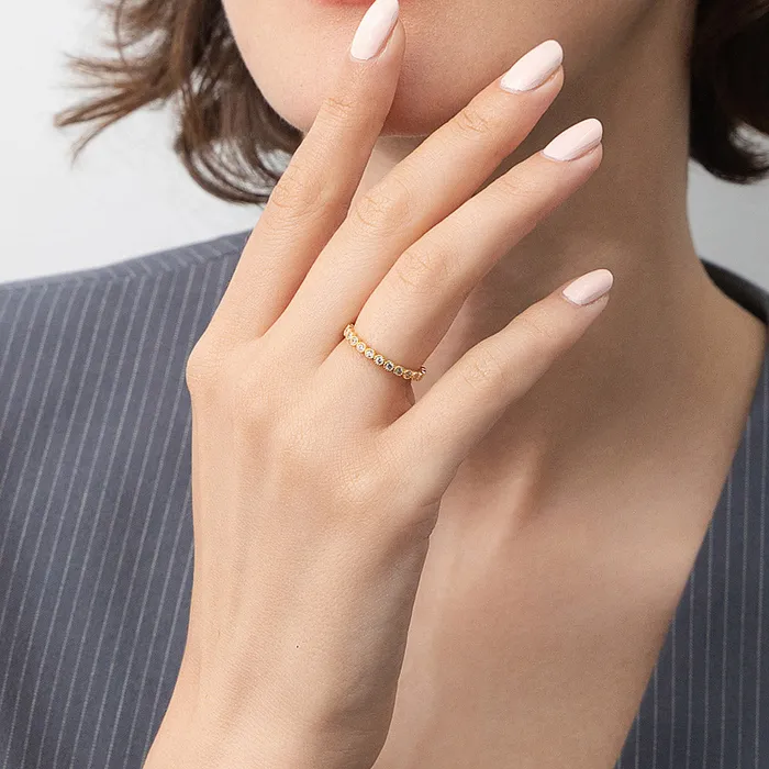 BERRICLE Rings Bubble Milgrain CZ Eternity Ring in Gold Flashed Sterling Silver