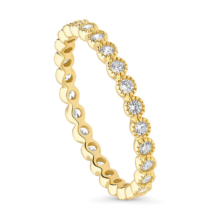 BERRICLE Rings Bubble Milgrain CZ Eternity Ring in Gold Flashed Sterling Silver
