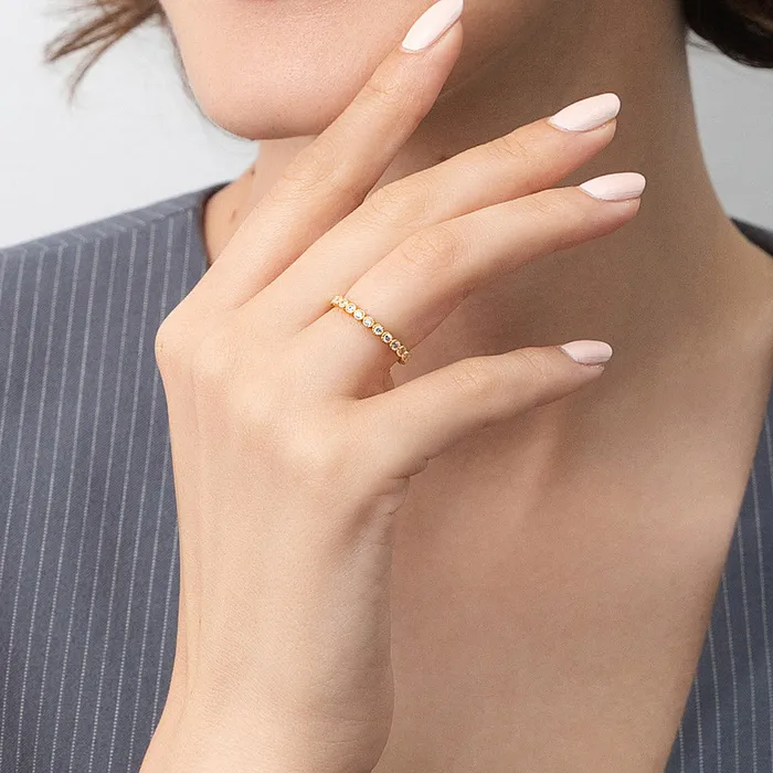 BERRICLE Rings Bubble Milgrain CZ Eternity Ring in Gold Flashed Sterling Silver