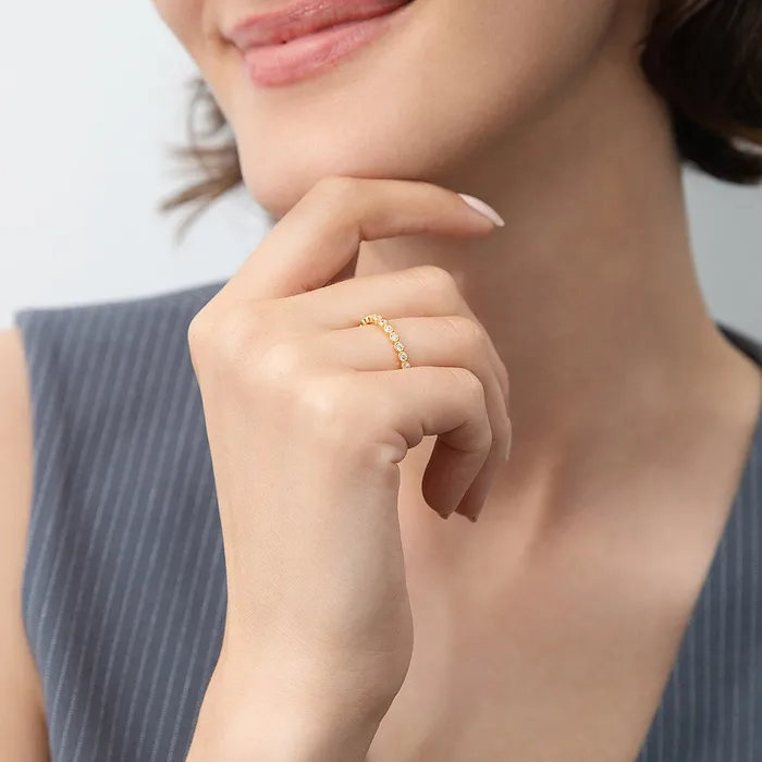BERRICLE Rings Bubble Milgrain CZ Eternity Ring in Gold Flashed Sterling Silver