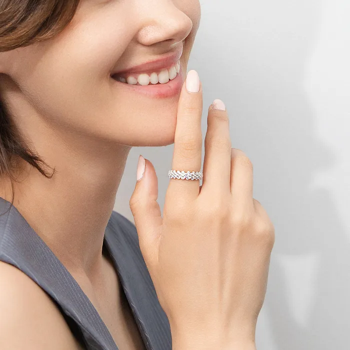 BERRICLE Rings Cluster CZ Eternity Ring in Sterling Silver