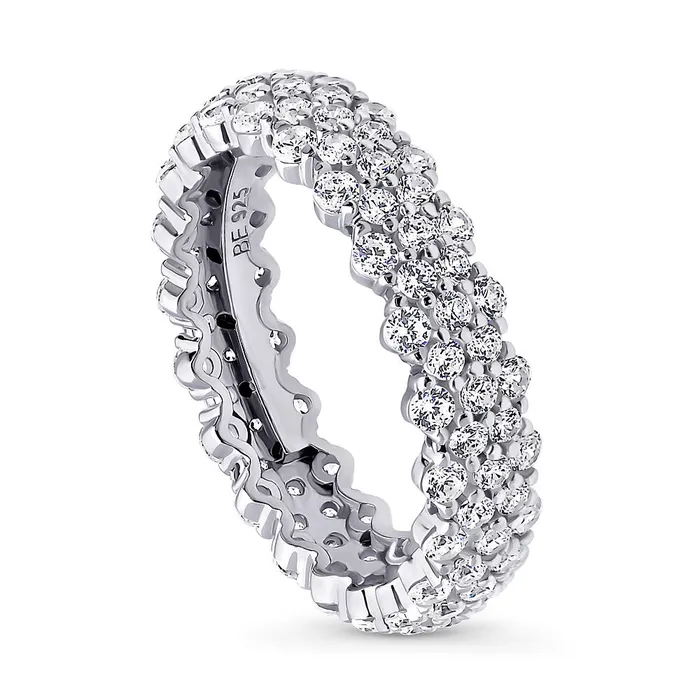 BERRICLE Rings Cluster CZ Eternity Ring in Sterling Silver