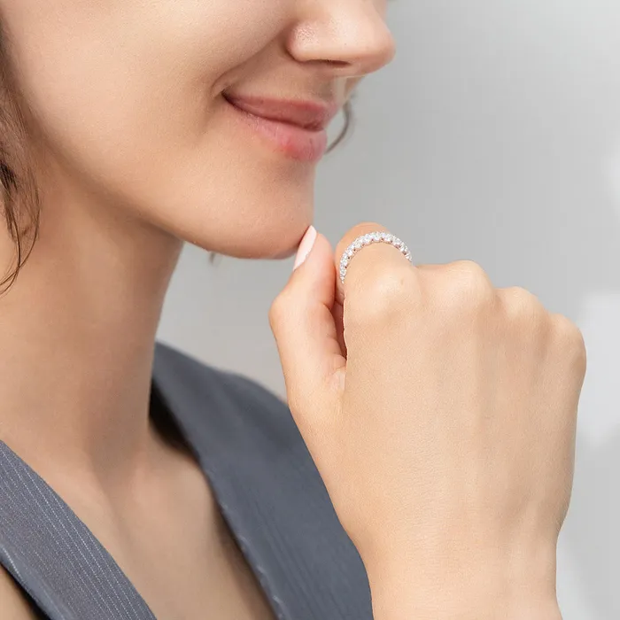 BERRICLE Rings Cluster CZ Eternity Ring in Sterling Silver