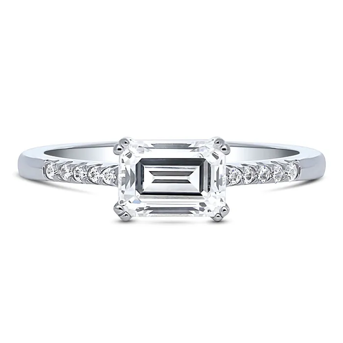 BERRICLE Rings EastWest Solitaire 1ct CZ Ring in Sterling Silver