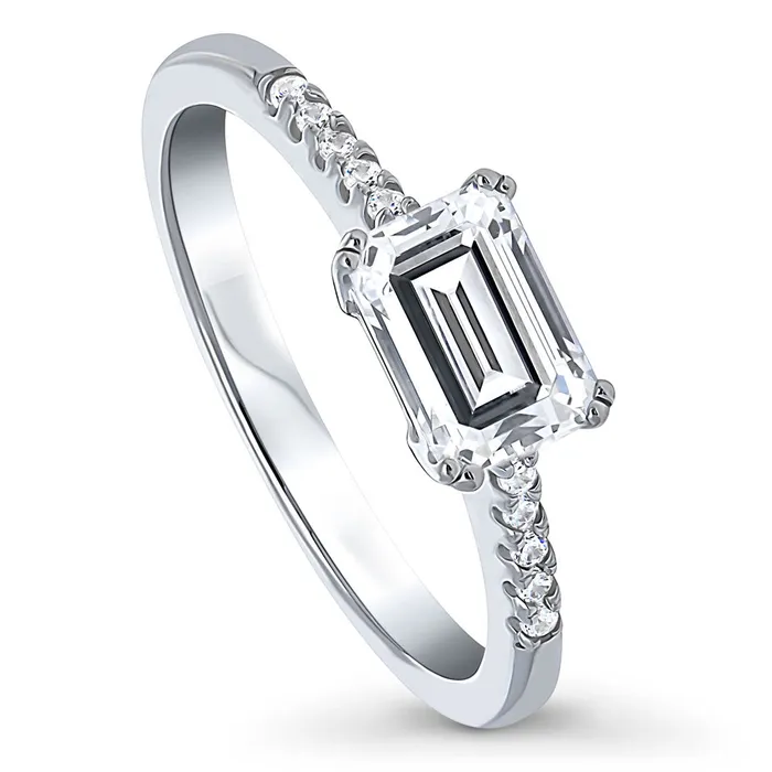 BERRICLE Rings EastWest Solitaire 1ct CZ Ring in Sterling Silver