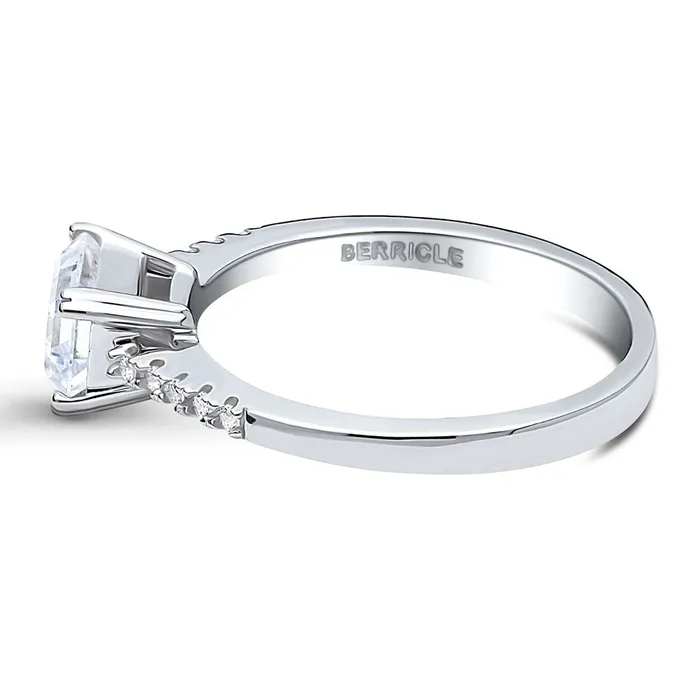 BERRICLE Rings EastWest Solitaire 1ct CZ Ring in Sterling Silver