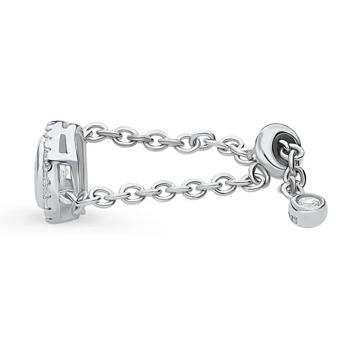 BERRICLE Rings Halo Cushion CZ Chain Ring in Sterling Silver