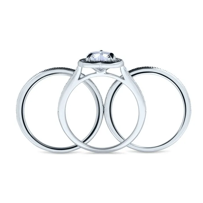 BERRICLE Rings Halo Heart Heart CZ Ring Set in Sterling Silver