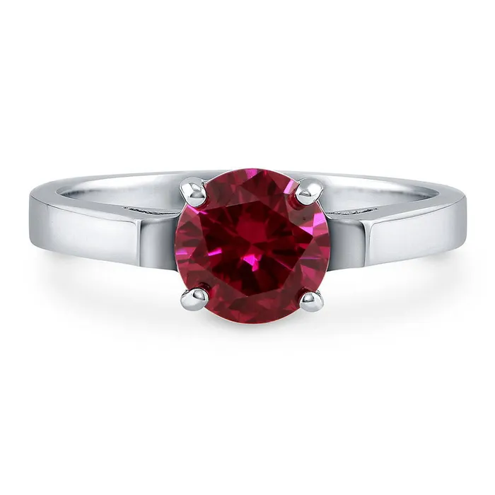 BERRICLE Rings Solitaire 125ct Simulated Ruby CZ Ring in Sterling Silver