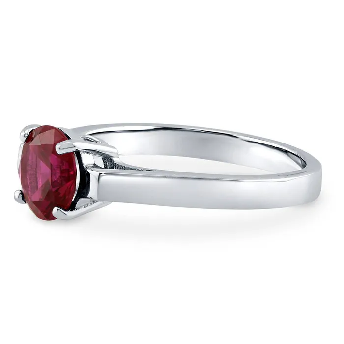 BERRICLE Rings Solitaire 125ct Simulated Ruby CZ Ring in Sterling Silver