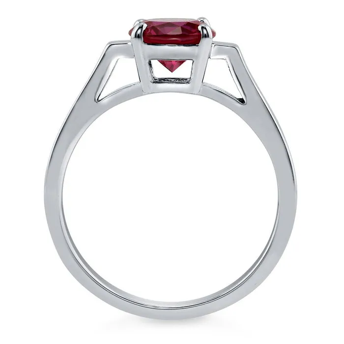 BERRICLE Rings Solitaire 125ct Simulated Ruby CZ Ring in Sterling Silver