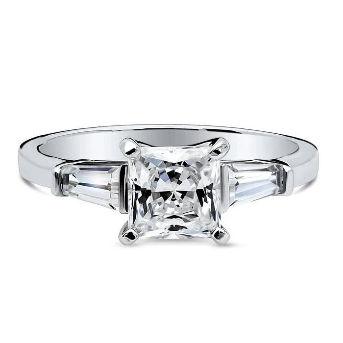 BERRICLE Rings Solitaire 12ct Princess CZ Ring in Sterling Silver