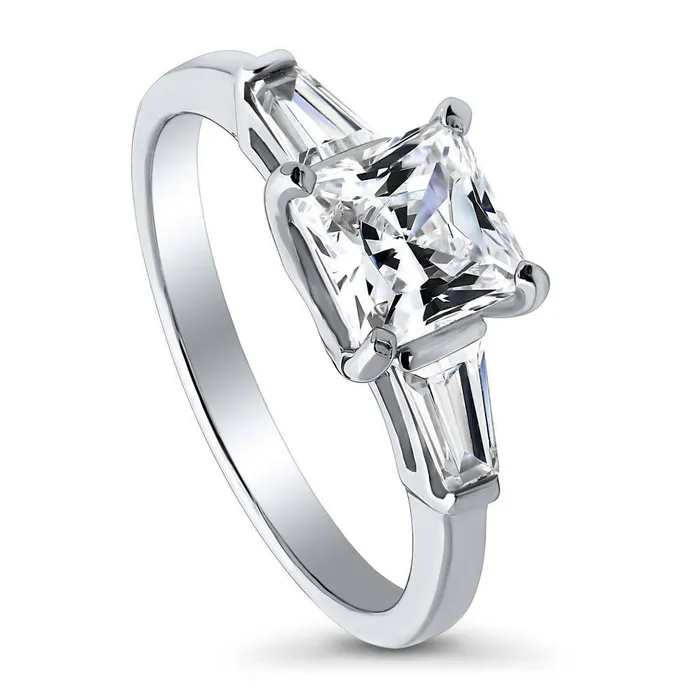 BERRICLE Rings Solitaire 12ct Princess CZ Ring in Sterling Silver