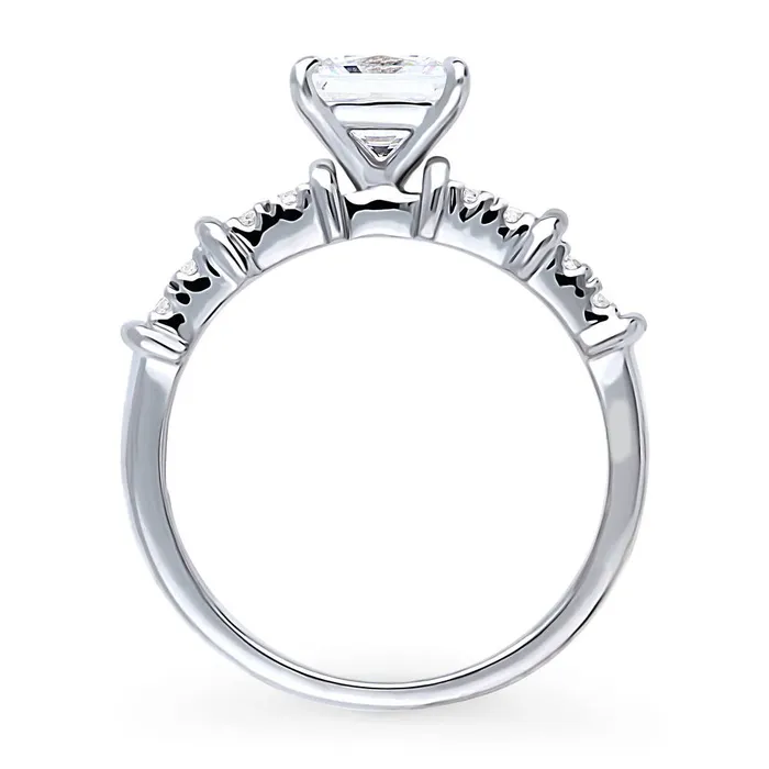 BERRICLE Rings Solitaire 12ct Princess CZ Ring in Sterling Silver