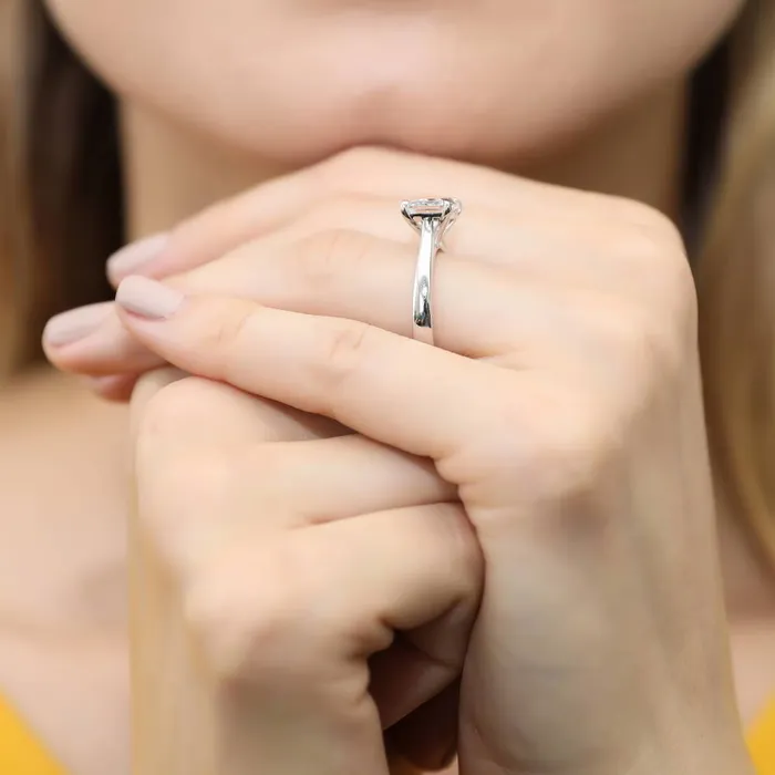 BERRICLE Rings Solitaire EastWest 26ct Emerald Cut CZ Ring in Sterling Silver