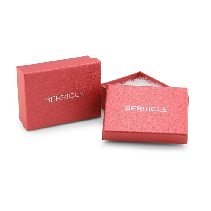BERRICLE Rings Solitaire Pink Oval CZ Chain Ring in Sterling Silver 14ct