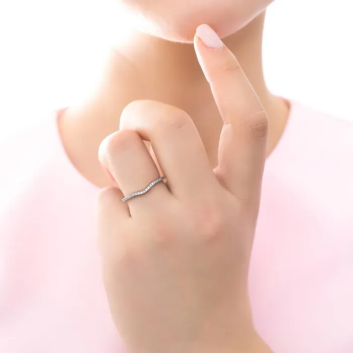 BERRICLE Rings Solitaire Wishbone Purple Princess CZ Ring Set in Sterling Silver