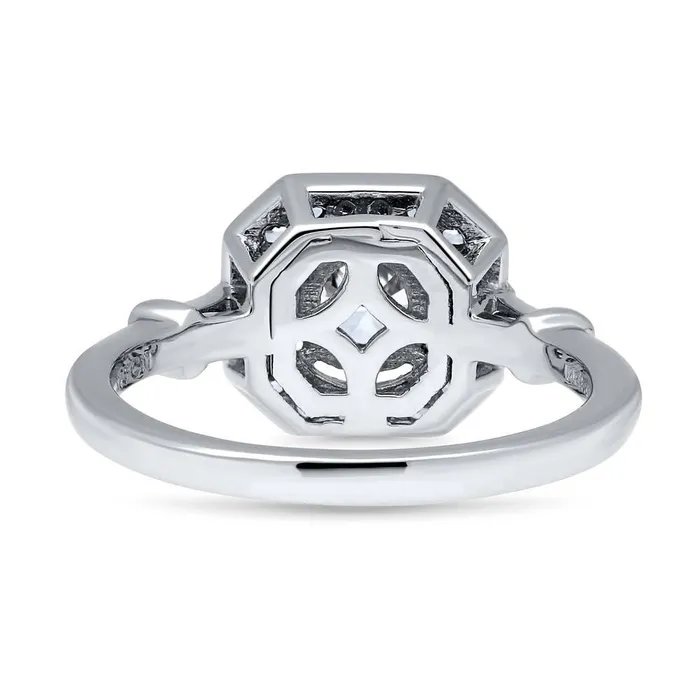 BERRICLE Rings Vintage Inspired Art Deco CZ Ring in Sterling Silver