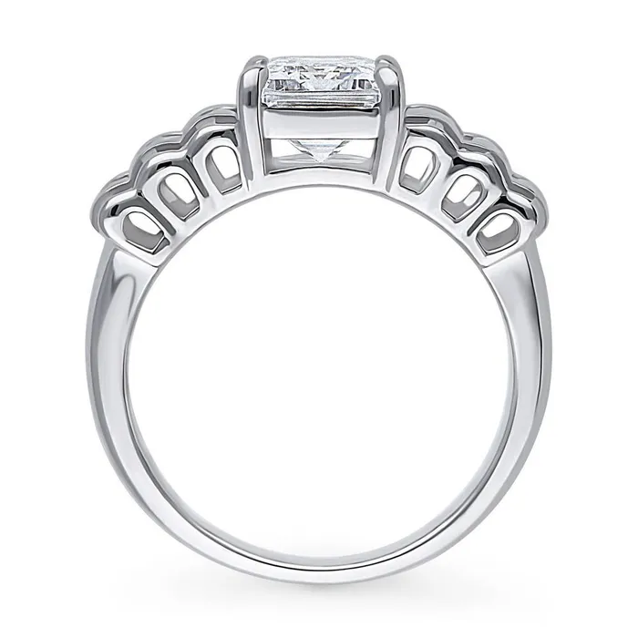 BERRICLE Rings Vintage Inspired Art Deco CZ Ring in Sterling Silver