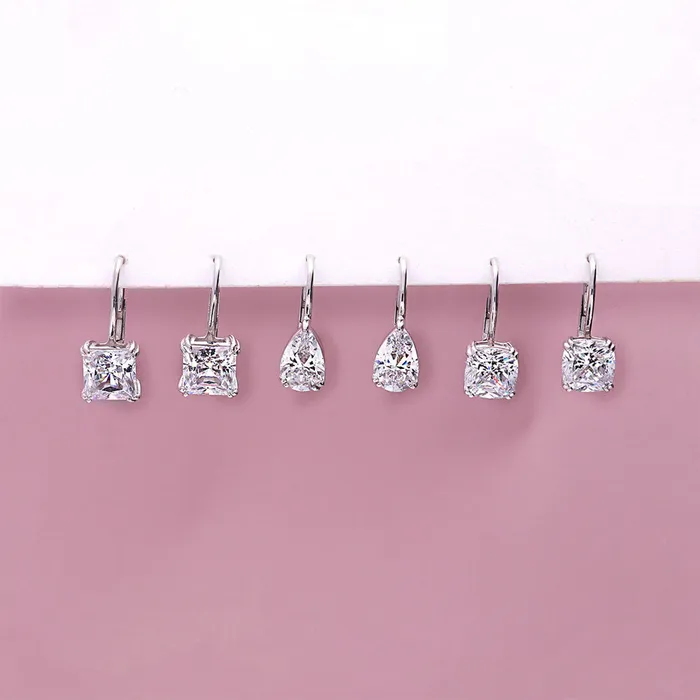 BERRICLE Solitaire 4ct Cushion CZ Leverback Earrings in Sterling Silver Earrings