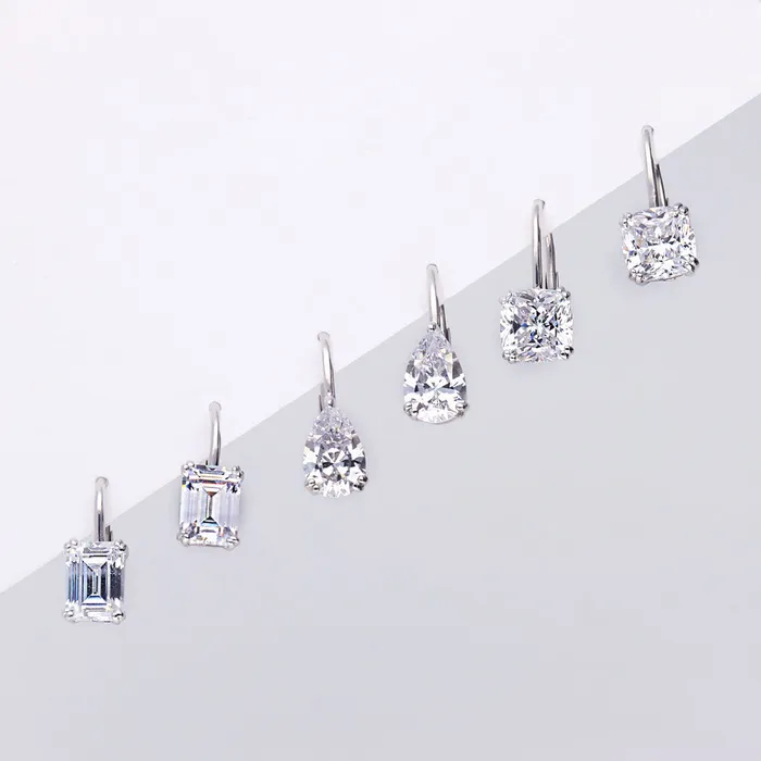 BERRICLE Solitaire 4ct Cushion CZ Leverback Earrings in Sterling Silver Earrings