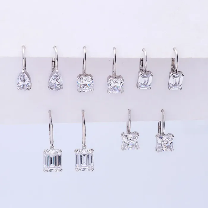 BERRICLE Solitaire 4ct Cushion CZ Leverback Earrings in Sterling Silver Earrings