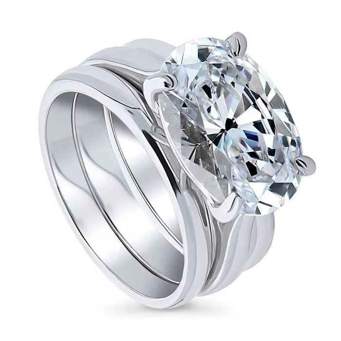 BERRICLE Solitaire EastWest 55ct Oval CZ Ring Set in Sterling Silver Rings