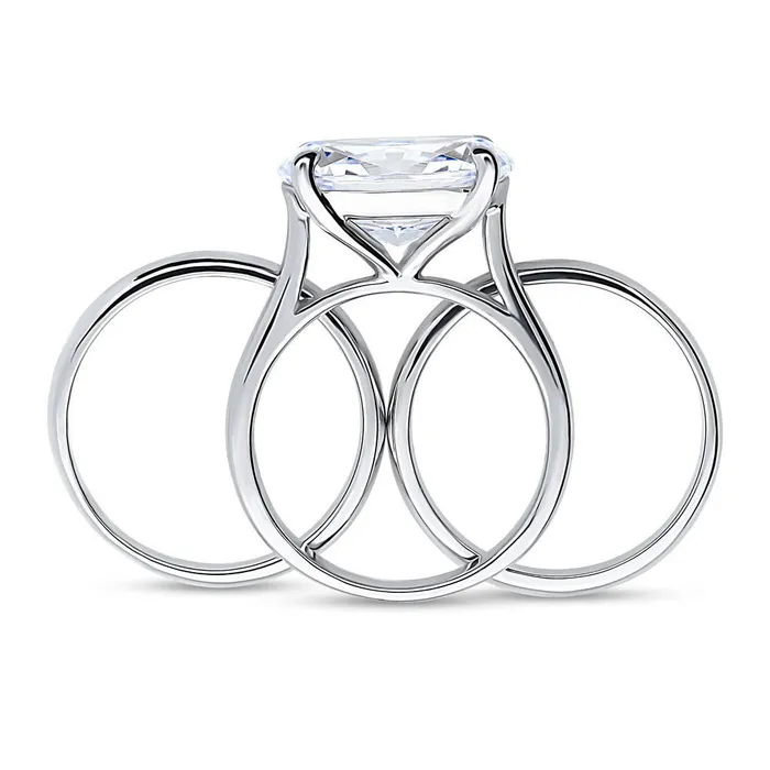 BERRICLE Solitaire EastWest 55ct Oval CZ Ring Set in Sterling Silver Rings