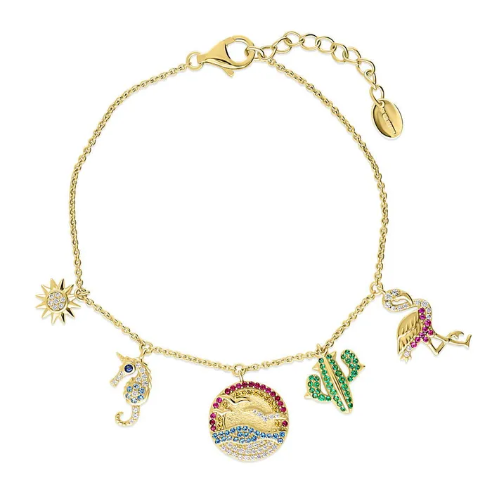 BERRICLE Star Seahorse CZ Charm Bracelet in Gold Flashed Sterling Silver Bracelets BERRICLE Star Seahorse CZ Charm Bracelet in Gold Flashed Sterling Silver Bracelets