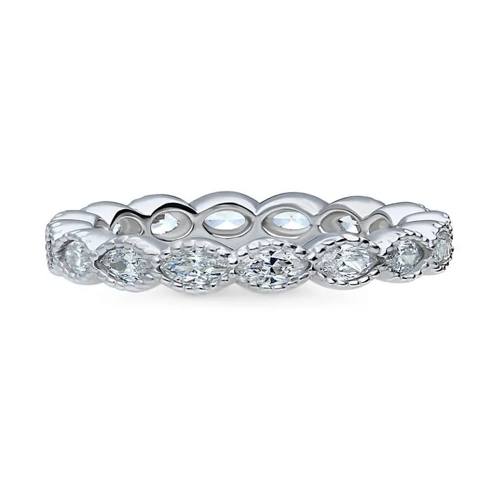 Bezel Marquise CZ Eternity Ring in Sterling Silver BERRICLE Rings