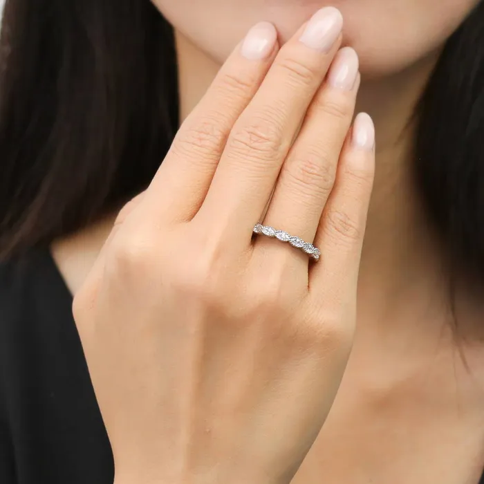 Bezel Marquise CZ Eternity Ring in Sterling Silver BERRICLE Rings