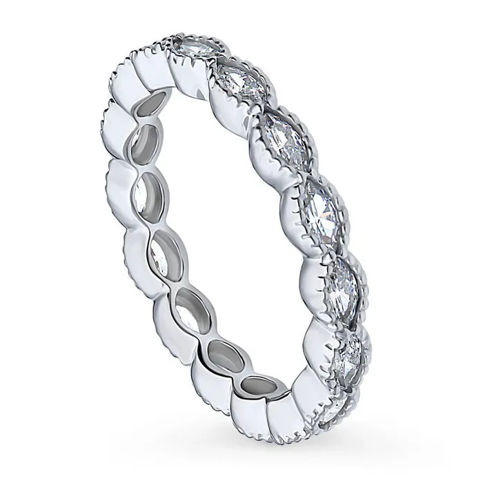 Bezel Marquise CZ Eternity Ring in Sterling Silver BERRICLE Rings