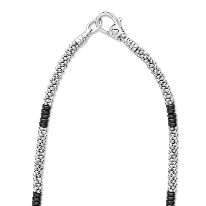 Black Caviar Black Silver Station Ceramic Beaded Necklace LAGOS Necklaces Black Caviar Black Silver Station Ceramic Beaded Necklace LAGOS Necklaces
