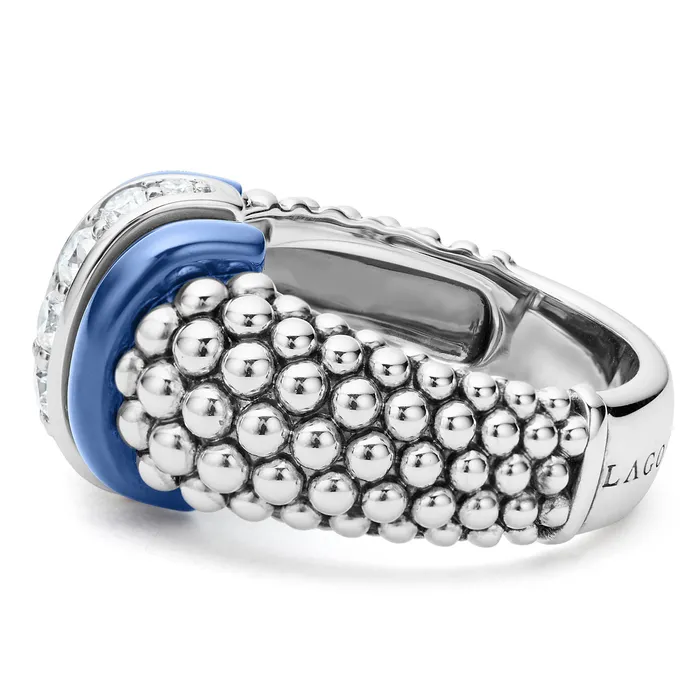 Blue Caviar Ultramarine Ceramic Caviar Diamond Ring LAGOS Rings Blue Caviar Ultramarine Ceramic Caviar Diamond Ring LAGOS Rings
