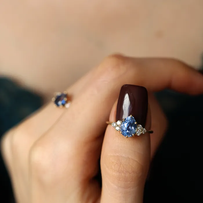 Blue pear sapphire engagement ring Capucinne Rings Blue pear sapphire engagement ring Capucinne Rings