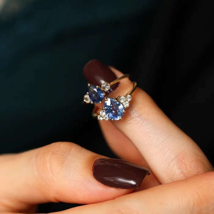 Blue pear sapphire engagement ring Capucinne Rings Blue pear sapphire engagement ring Capucinne Rings