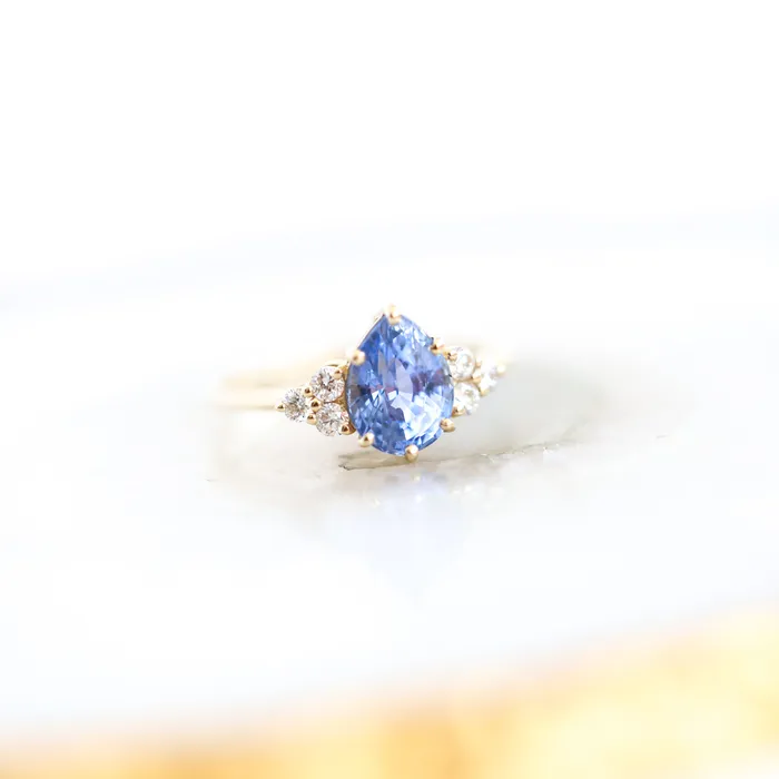 Blue pear sapphire engagement ring Capucinne Rings Blue pear sapphire engagement ring Capucinne Rings