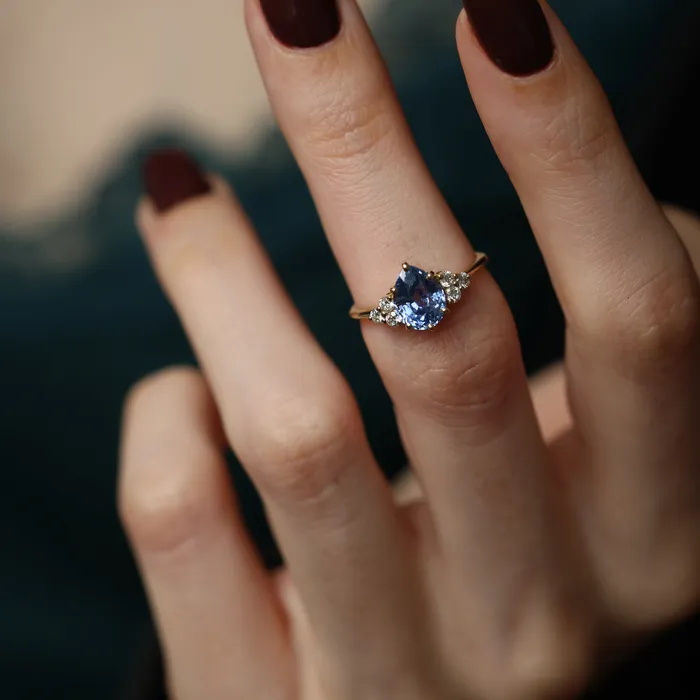 Blue pear sapphire engagement ring Capucinne Rings Blue pear sapphire engagement ring Capucinne Rings