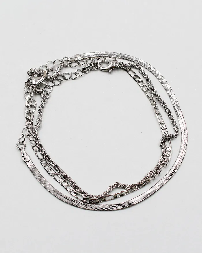 Bracelets CHECK20241 Triple Assorted Chain Bracelet Set