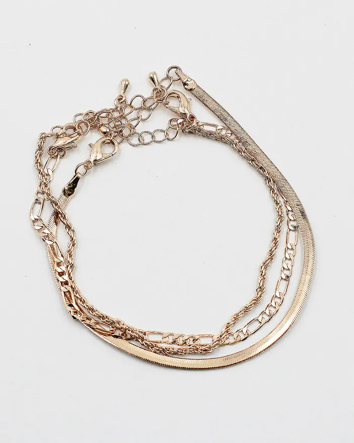 Bracelets CHECK20241 Triple Assorted Chain Bracelet Set Bracelets CHECK20241 Triple Assorted Chain Bracelet Set