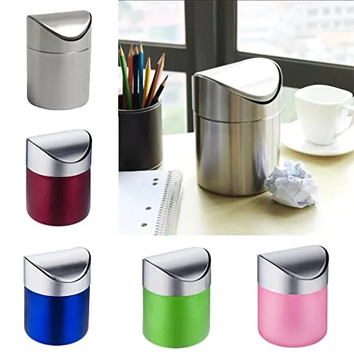 Bracelets Dropshipped via Social Commerce Network BAZPUR MARTStainless Steel Ashtray Desktop Mini Trash Can Silver