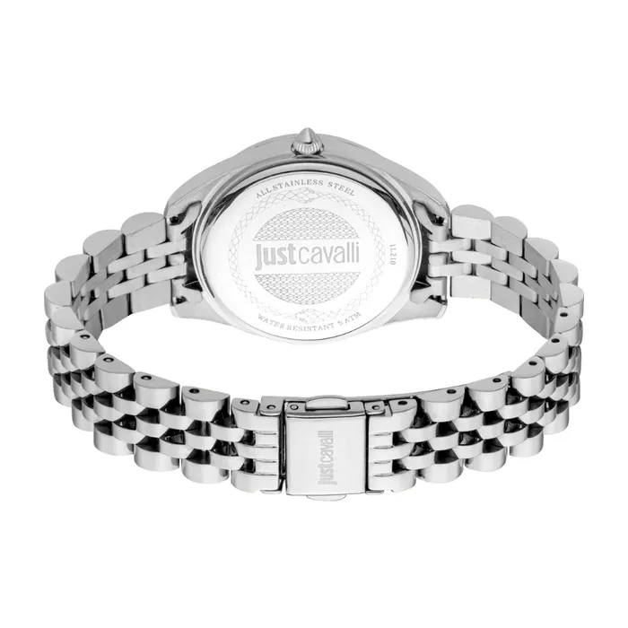 Bracelets Just Cavalli Just Cavalli Womens Silver Watch with Light Pink Dial and Stainless Steel Bracelet