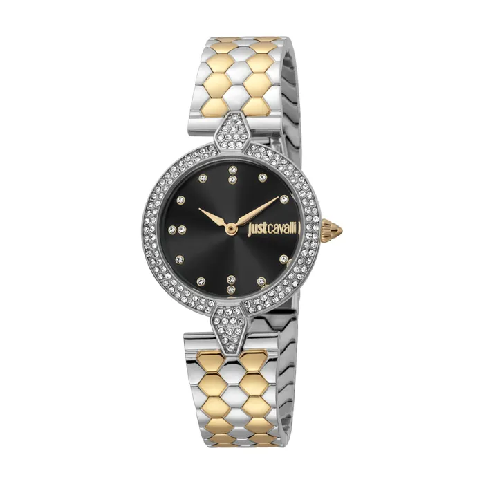 Bracelets Just Cavalli Just Cavalli Women Watch Silver Color Case Black Dial Two Tone Silver Gold Color Stainless Steel Metal Bracelet Bracelets Just Cavalli Just Cavalli Women Watch Silver Color Case Black Dial Two Tone Silver Gold Color Stainless Steel Metal Bracelet