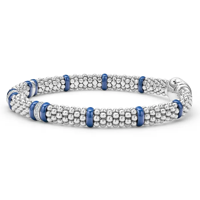 Bracelets LAGOS Blue Caviar Ultramarine Four Station Diamond Caviar Bracelet 6mm Bracelets LAGOS Blue Caviar Ultramarine Four Station Diamond Caviar Bracelet 6mm