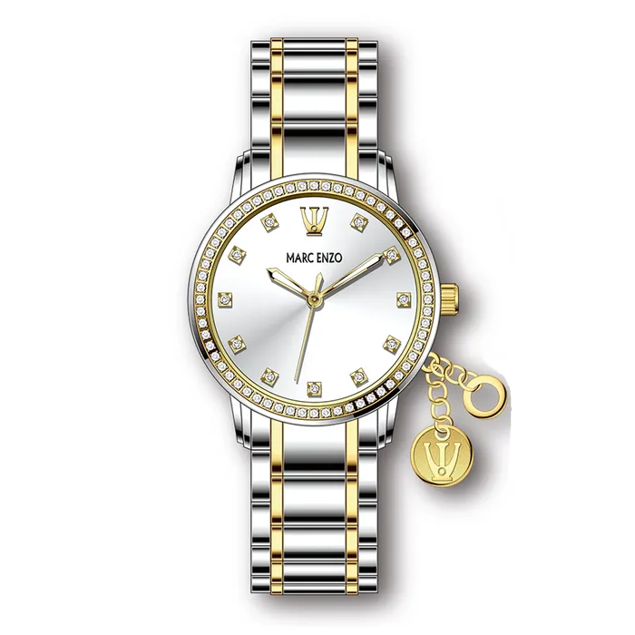 Bracelets Marc Enzo Ladies TwoTone Stainless Steel Quartz Watch with Charm Marc Enzo Bracelets Marc Enzo Ladies TwoTone Stainless Steel Quartz Watch with Charm Marc Enzo