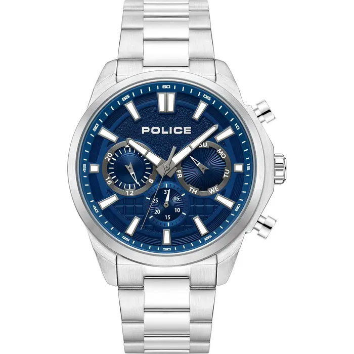 Bracelets Police Police Rangy Gents Blue Dial Stainless Steel Silver Watch