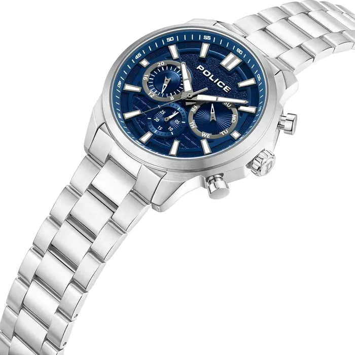 Bracelets Police Police Rangy Gents Blue Dial Stainless Steel Silver Watch