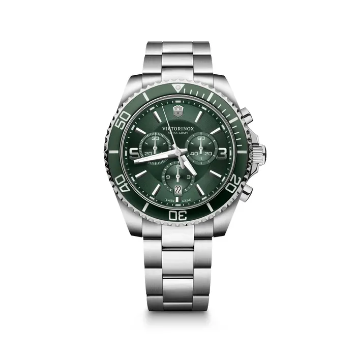Bracelets Victorinox Maverick Chrono 43 Mens Green Dial Silver Stainless steel Bracelet Watch Victorinox Bracelets Victorinox Maverick Chrono 43 Mens Green Dial Silver Stainless steel Bracelet Watch Victorinox