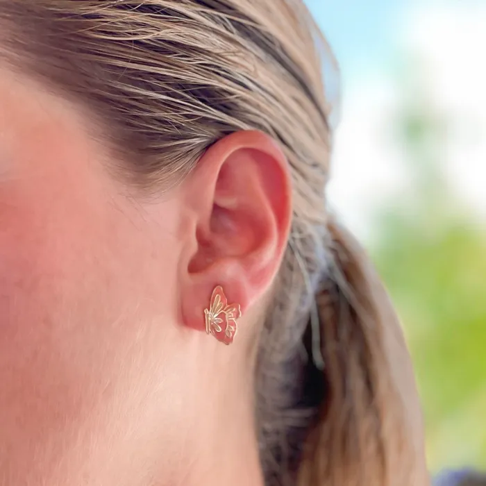 Butterfly Signature Enamel Stud Earrings Prep Obsessed LM Earrings