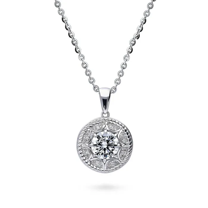 Cable Halo CZ Necklace in Sterling Silver BERRICLE Necklaces